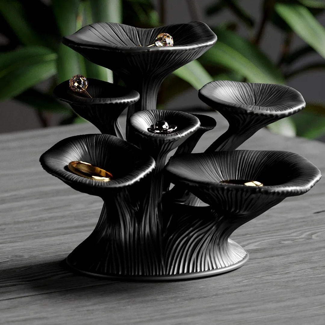 3D Printing Jewelry - 3D printed mushroom-shaped storage shelves, jewelry