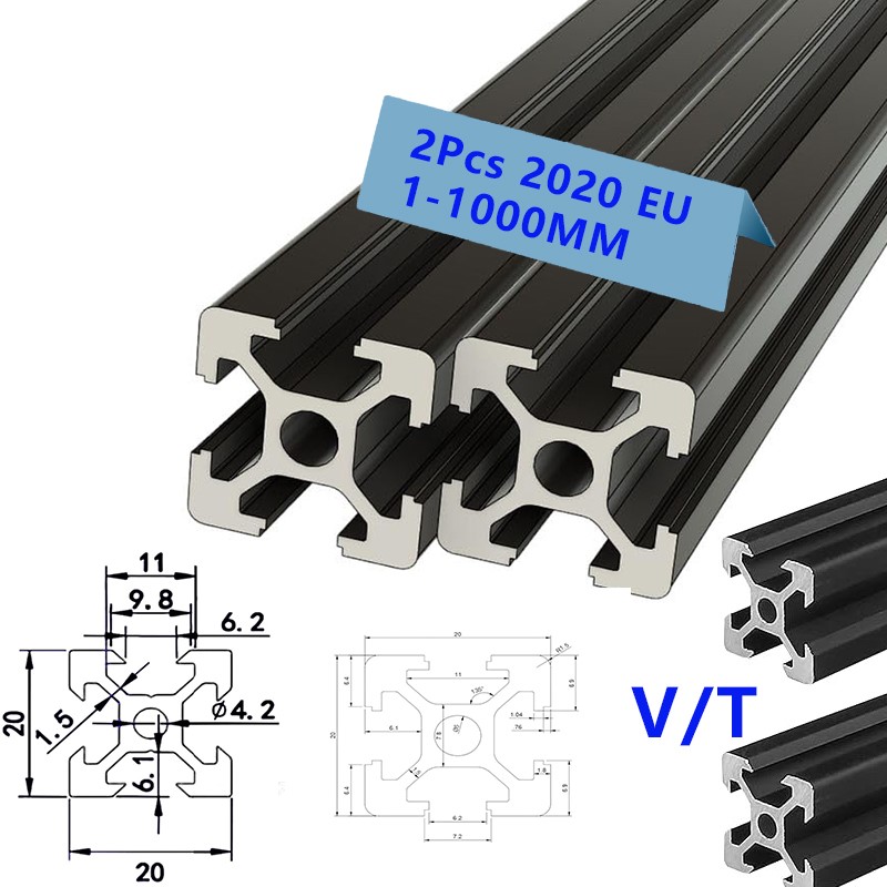 3D Printer Enclosure Frame - 2PCS 1-1000mm 2020 V-slot T-slot Aluminum