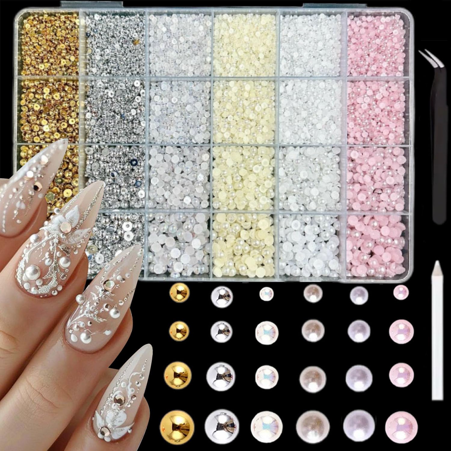 3D Printing Jewelry - 1Box 3800pcs 3D Flatback Pearl Charms
