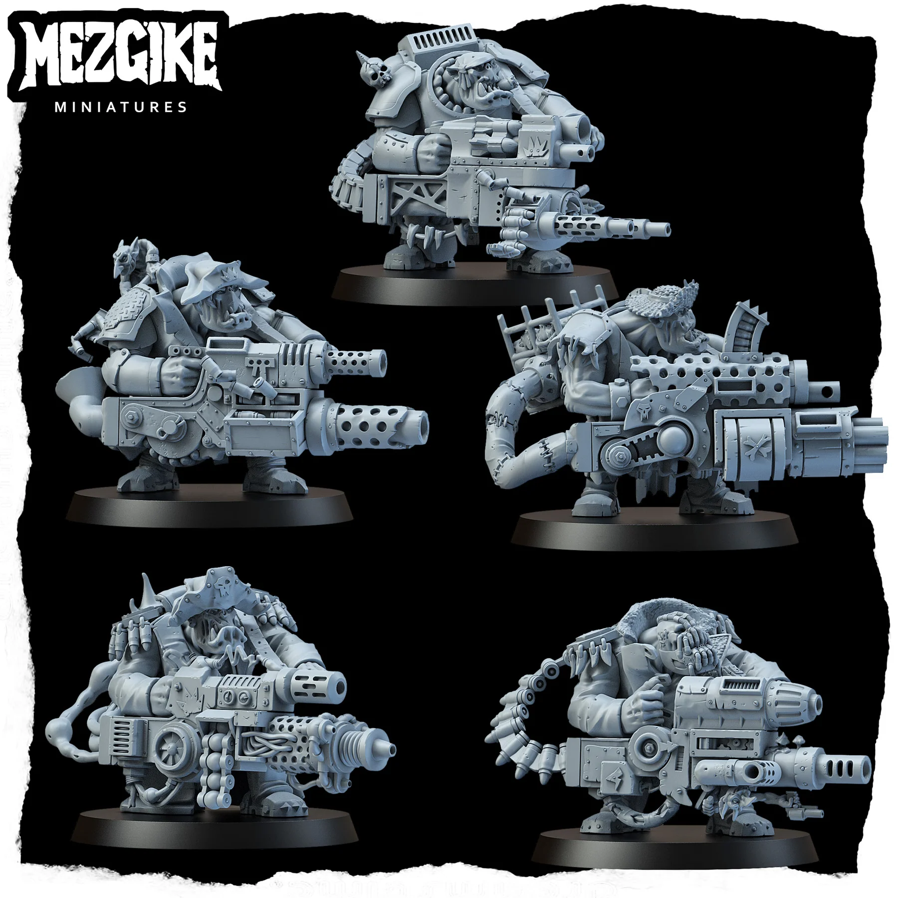 3D Printing Action Figure - Orc Bots Gunners Miniature, Green Skin