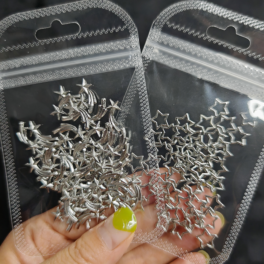 3D Printing Jewelry - 20pcs Silver Stars Nail Charms for