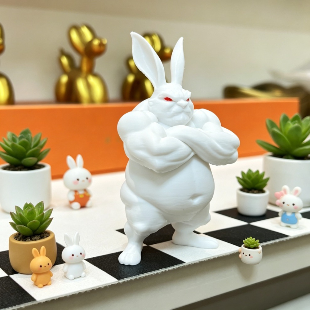Muscular Rabbit 3D Print Figur - 3D Printing Rabbit 评论和价格
