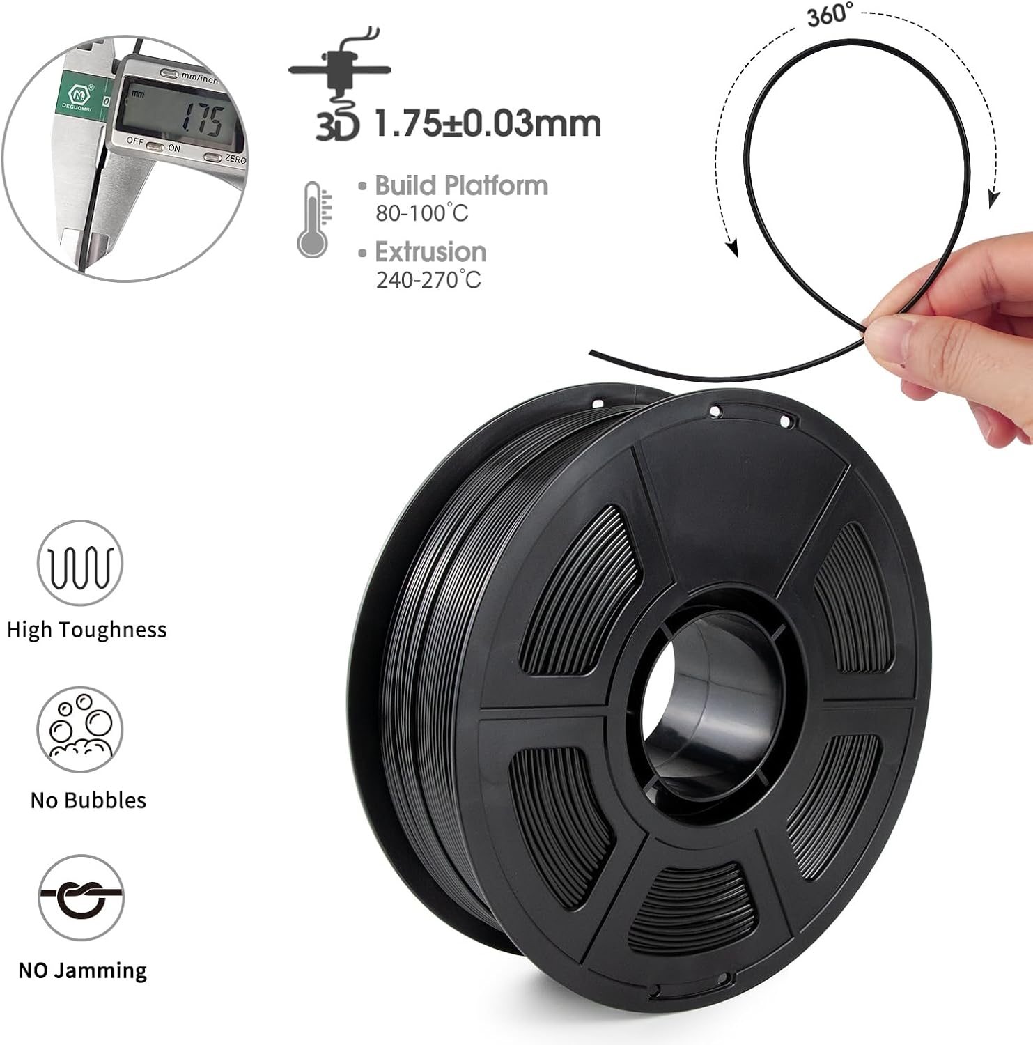 ASA Filament 1.75mm Black 1KG, - Asa Filament Outdoor 评论和价格